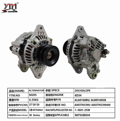 YTM M205 24V 45A 2PK AC Generator OE ALA0168BS ALM0168GB Suitable for Mitsubishi 6D34