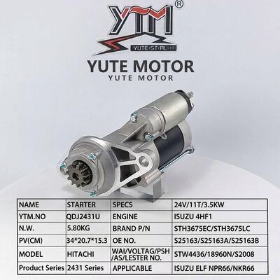 24V 11T 3.5KW Starter Motor Hitachi Style For Isuzu 4HF1 Engine OE S25163 STH3675EC