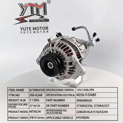 12V 120A 2PK Alternator For Hyundai 4D56‑F D4BF Engine OE 3730042356 3730042357 0986080020