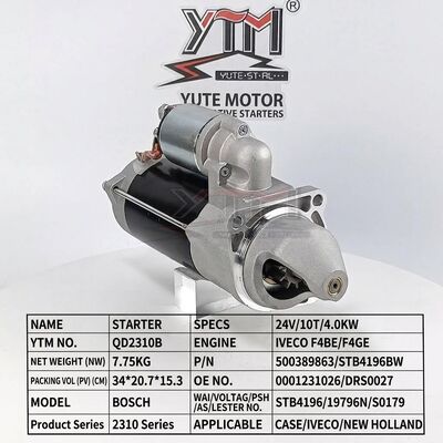 24V 4.0KW 10T Starter Motor For Iveco F4BE F4GE OE 0001231026 0001231027 0001263019 0001263020 0986025530 Case New Holland