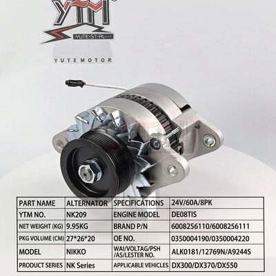 24V 60A 8PK Alternator NK209 For Doosan DE08TIS 6008256110 6008256111 6008256270 0350004190 0350004220