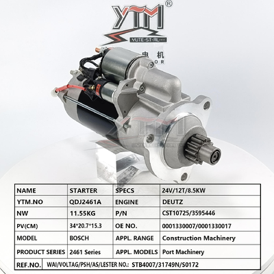 QDJ2461A Starter 0001330007 0001330017 CST10725 STB4007 24V 12T 8.5KW for Deutz Penta Construction Port Machinery