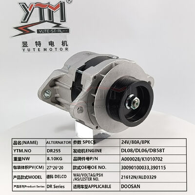 YTM DR255 24V 80A 300901-00033/ 30090100025/ 30090100207/ 30090100034/ ALTERNATOR for DOOSAN DX520