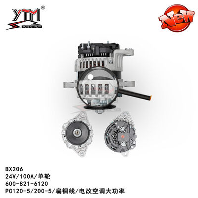 BX206 PC200-5 6D95 Flat Wire Alternator For KOMATSU 24V 100A 1PK 6008216120