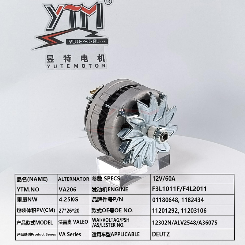 YTM VA206 12V 60A Alternator 439190 11201292 11203106 for Deutz F3L1011F F4L2011 Engine
